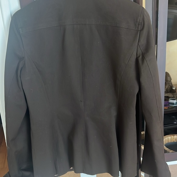 Blazer suede trim and brown cotton blend size 4 brand Womyn Lined made in NYC - Picture 5 of 5